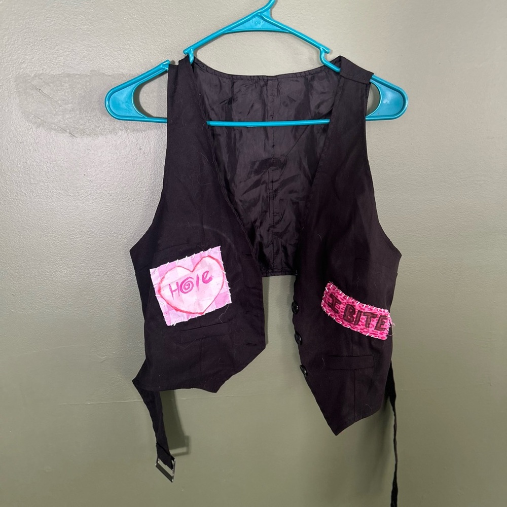 Black Vest with Pink Patches